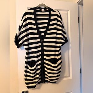 Black and White Striped Women's Sweater